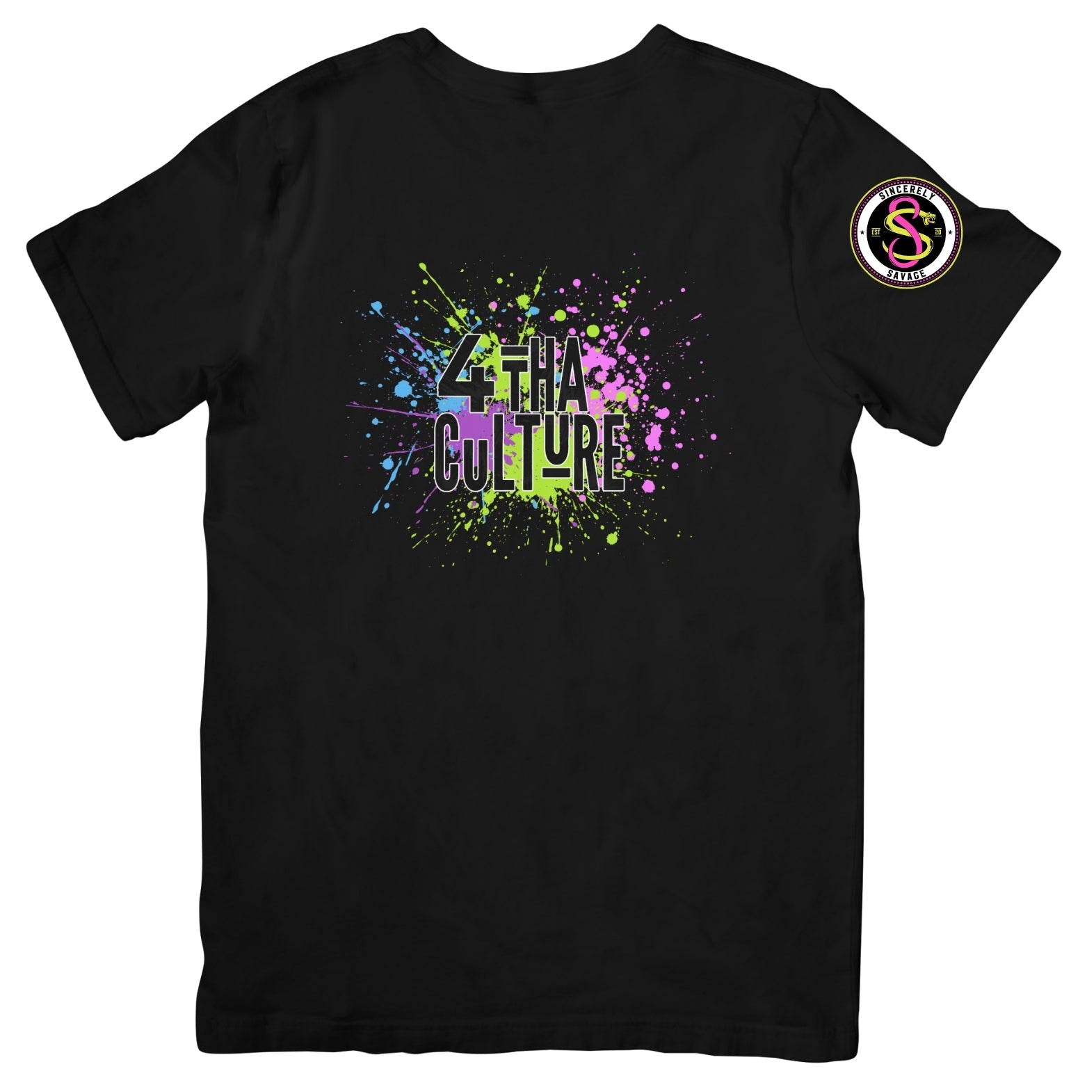 4 Tha Culture - Black Paint Splatter - T-Shirt