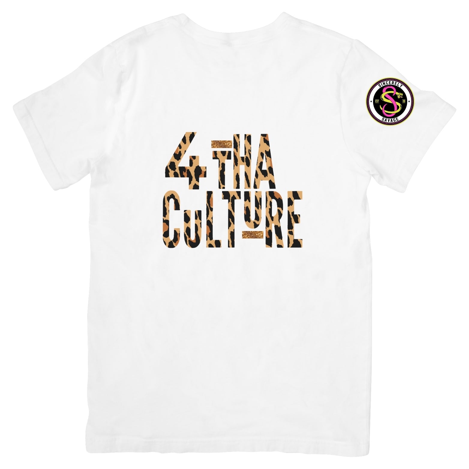 4 Tha Culture - Leopard with Glitter Gold Stripe - T-Shirt