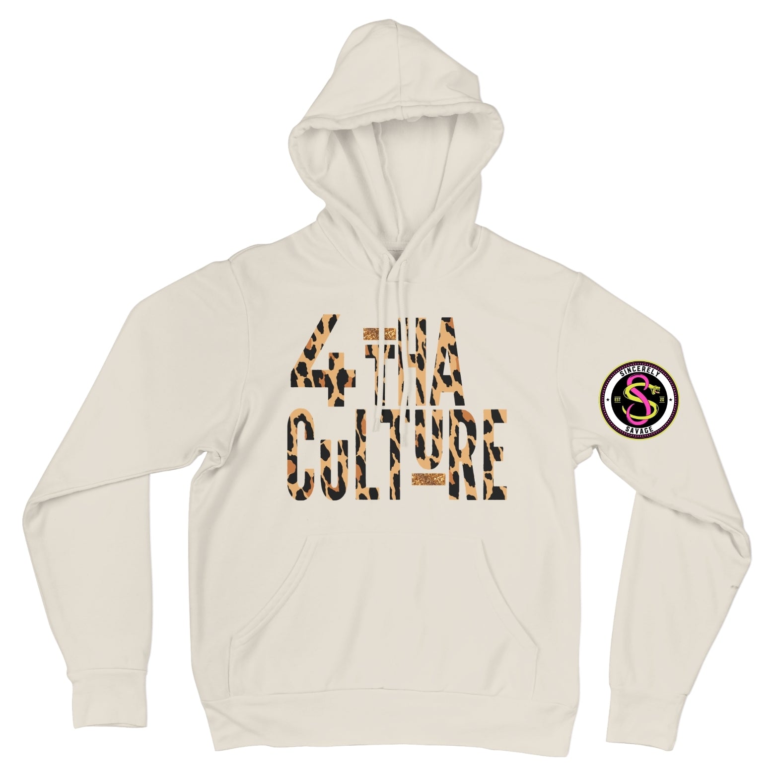 4 Tha Culture - Leopard with Glitter Gold Stripe - Hoodie
