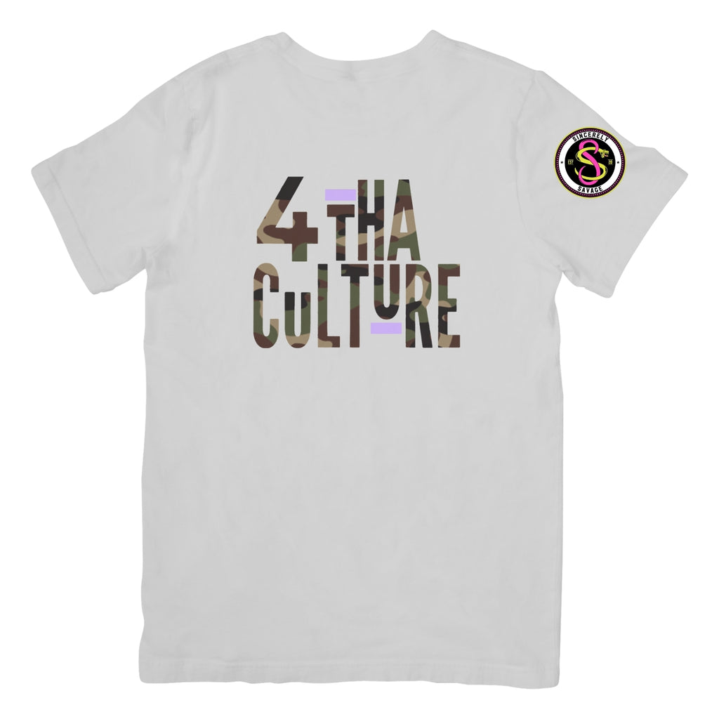 4 Tha Culture - Camo with Purple Stripe - T-Shirt