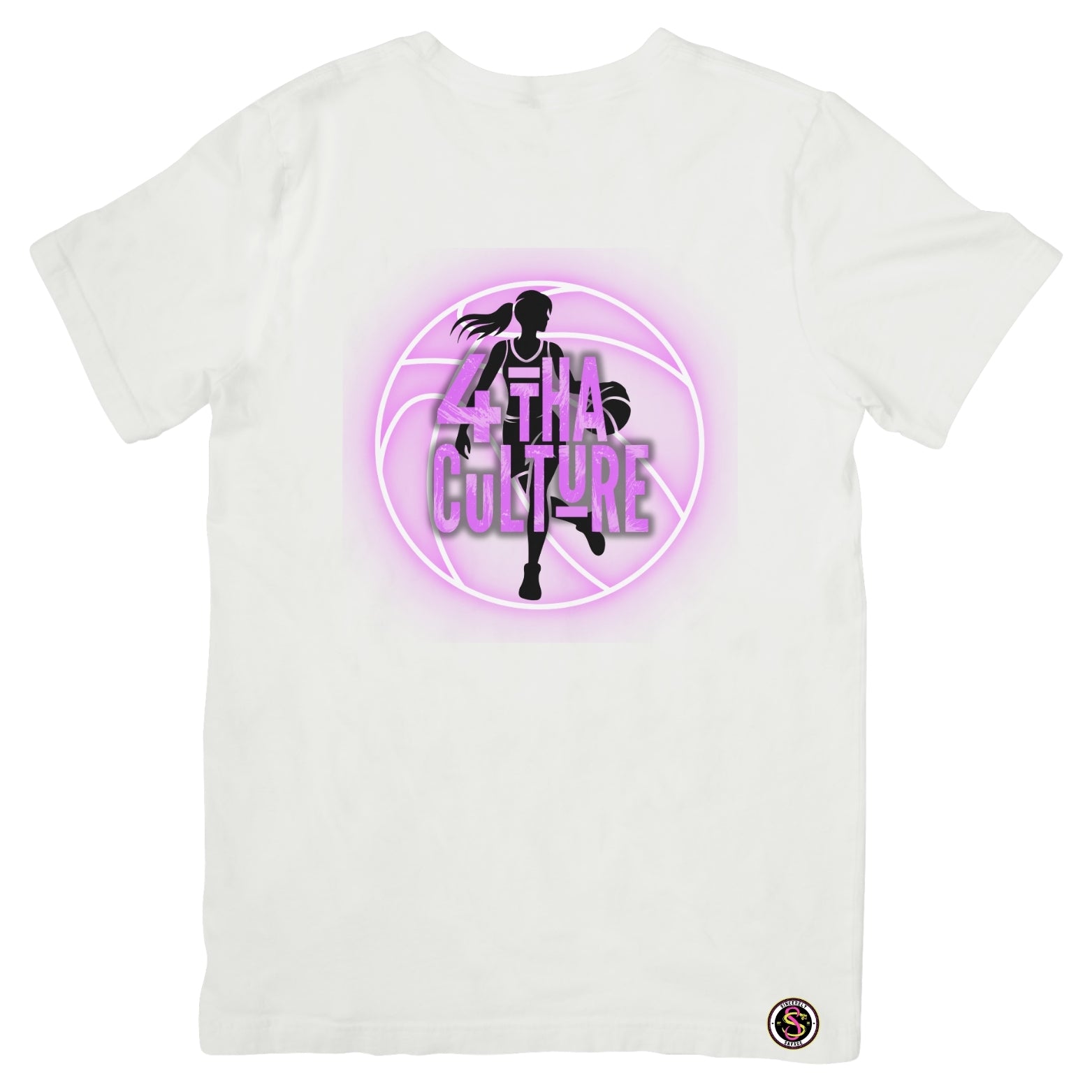 4 Tha Culture - Pink Neon Basketball with Player Silhouette - T-Shirt