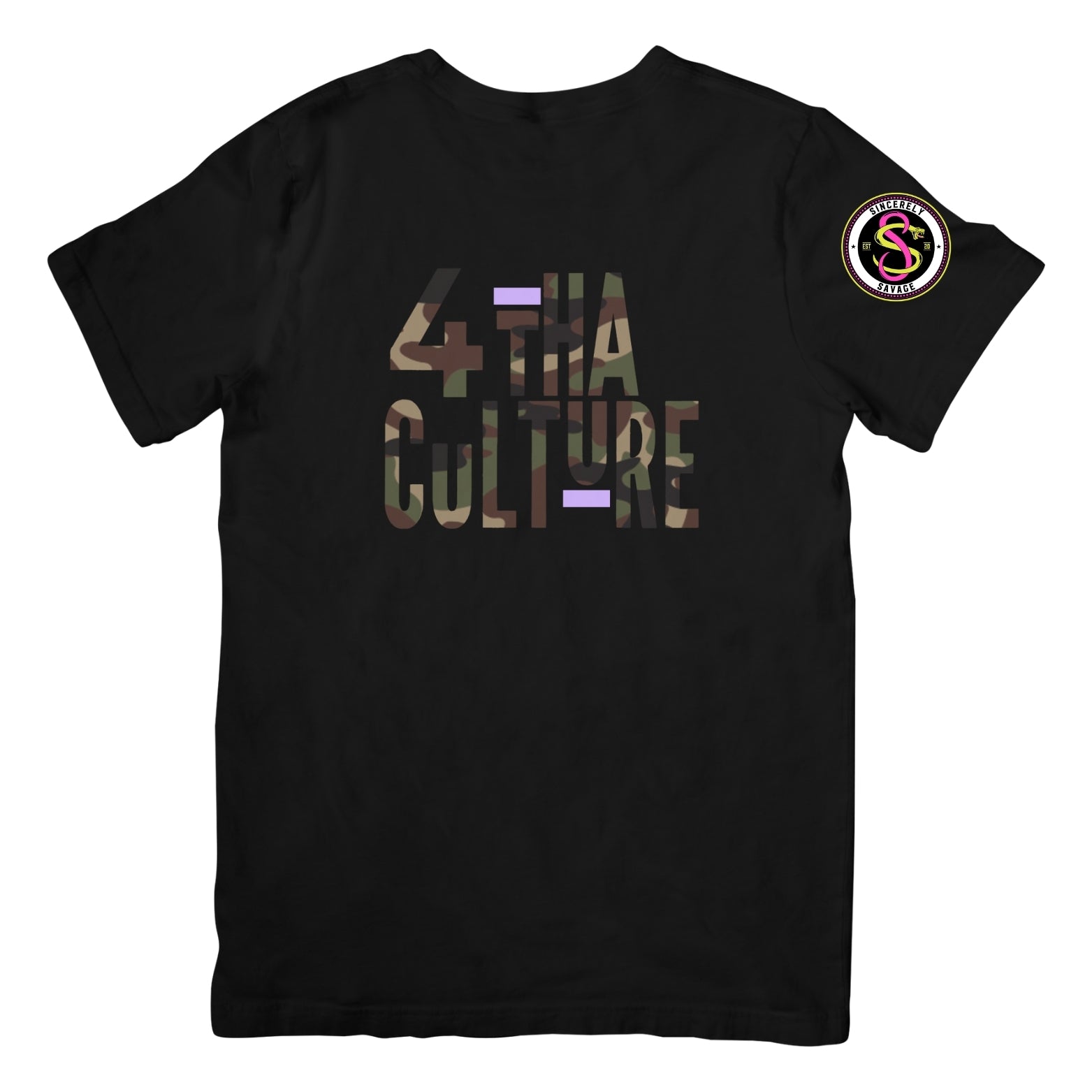 4 Tha Culture - Camo with Purple Stripe - T-Shirt
