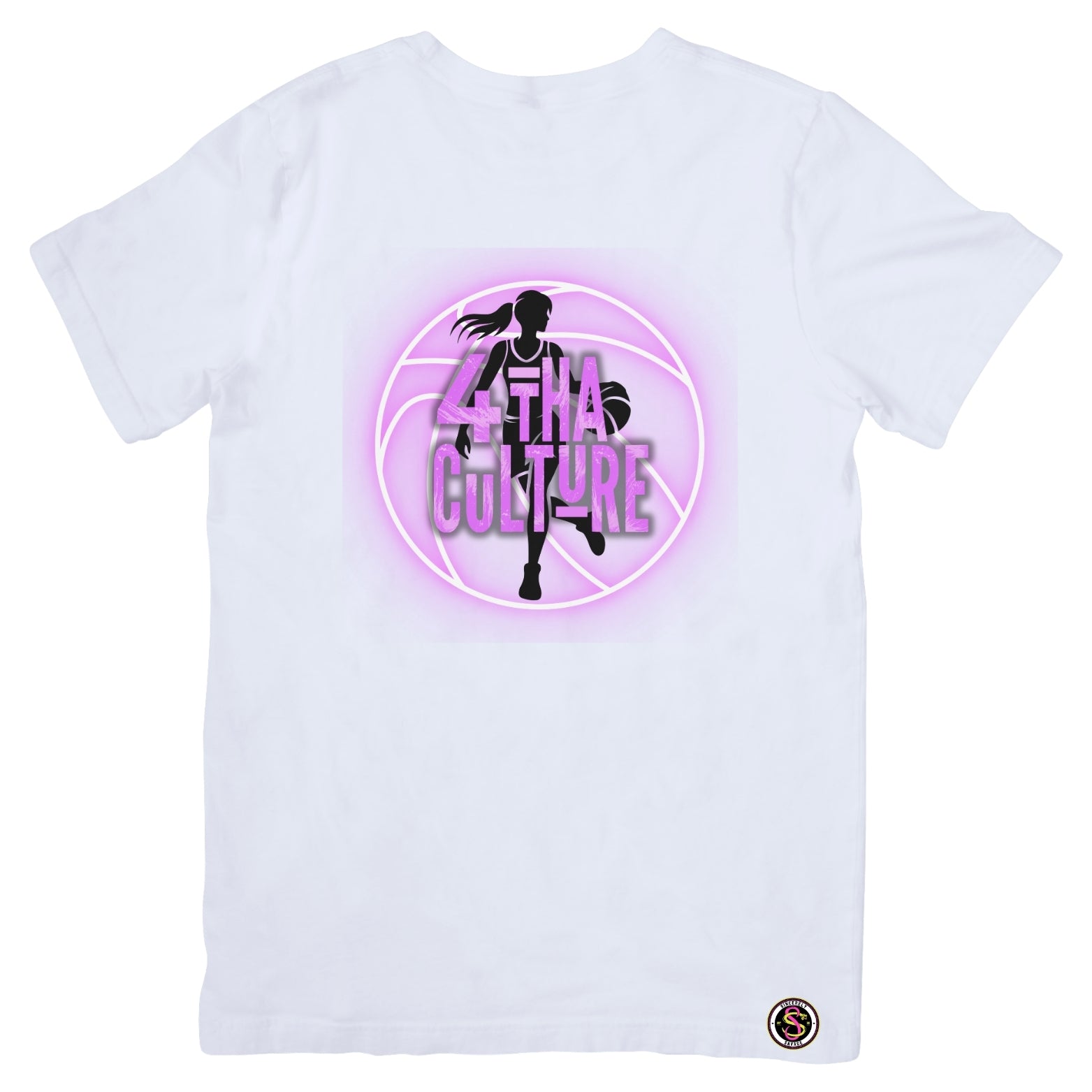 4 Tha Culture - Pink Neon Basketball with Player Silhouette - T-Shirt