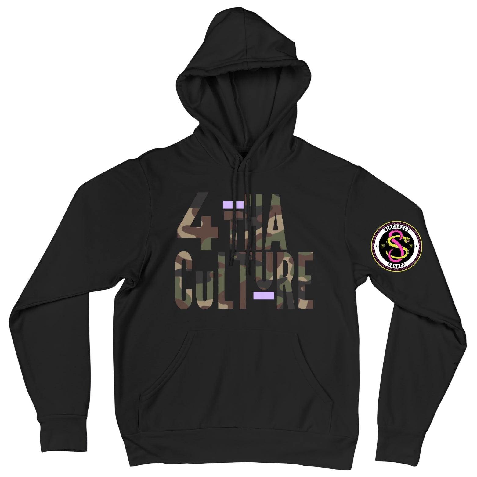 4 Tha Culture - Camo with Purple Stripe - Hoodie