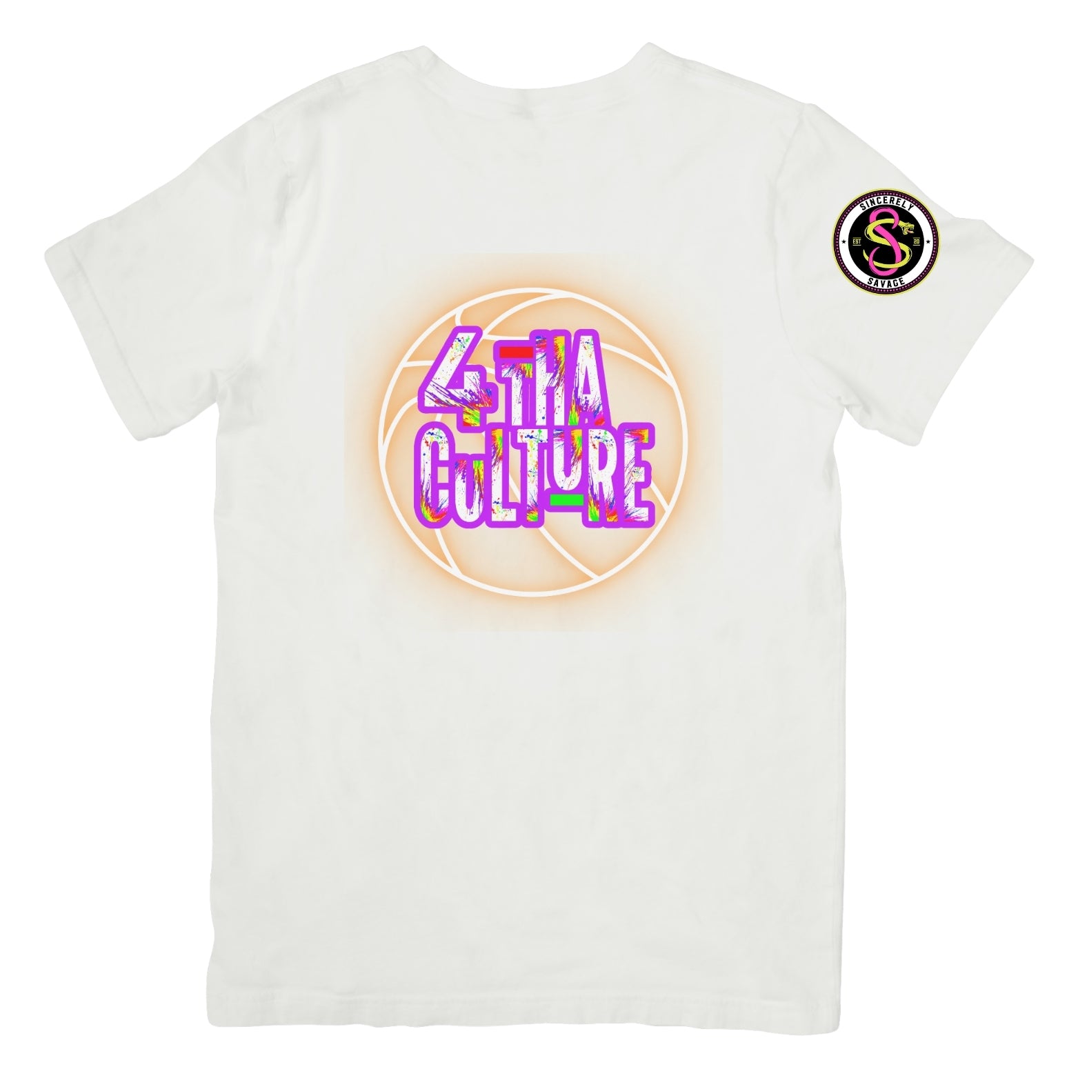 4 Tha Culture - Orange Neon Basketball with Original Logo - T-Shirt