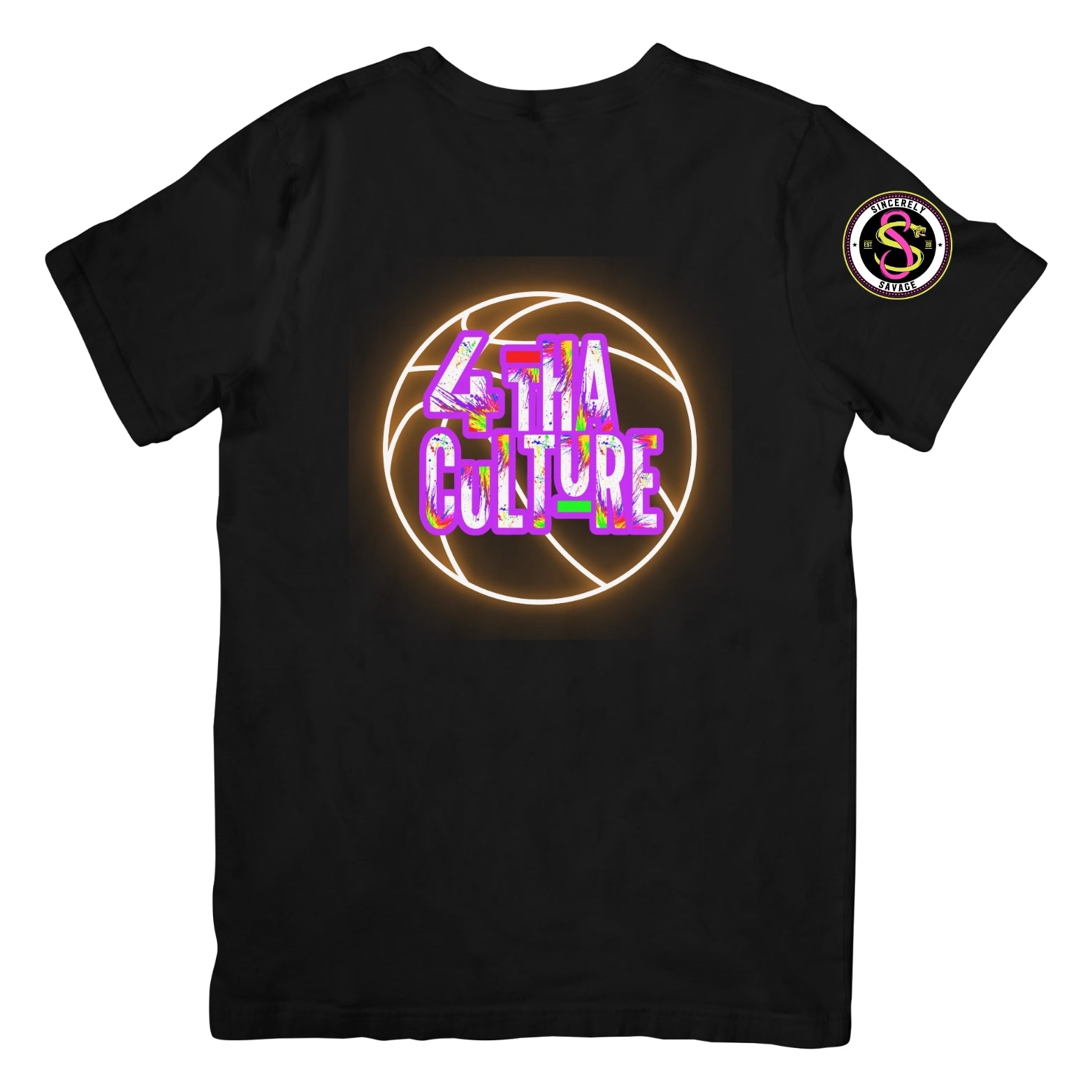 4 Tha Culture - Orange Neon Basketball with Original Logo - T-Shirt