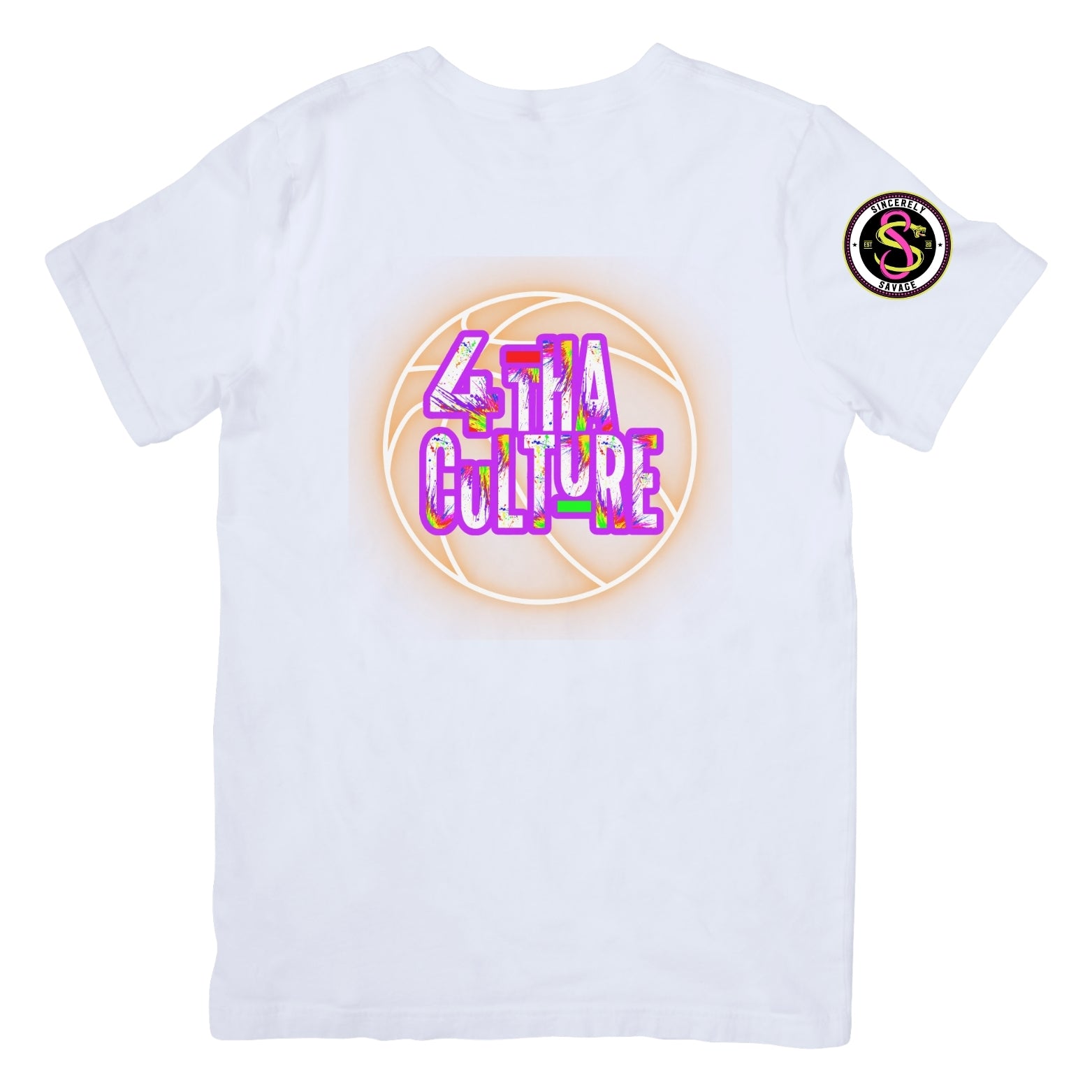 4 Tha Culture - Orange Neon Basketball with Original Logo - T-Shirt