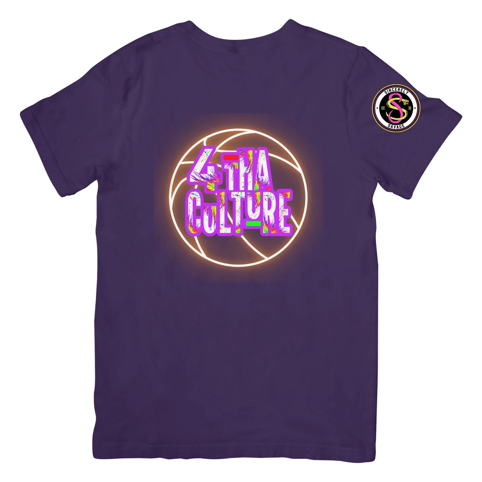 4 Tha Culture - Orange Neon Basketball with Original Logo - T-Shirt