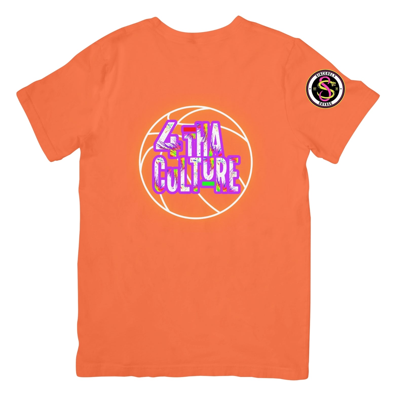 4 Tha Culture - Orange Neon Basketball with Original Logo - T-Shirt