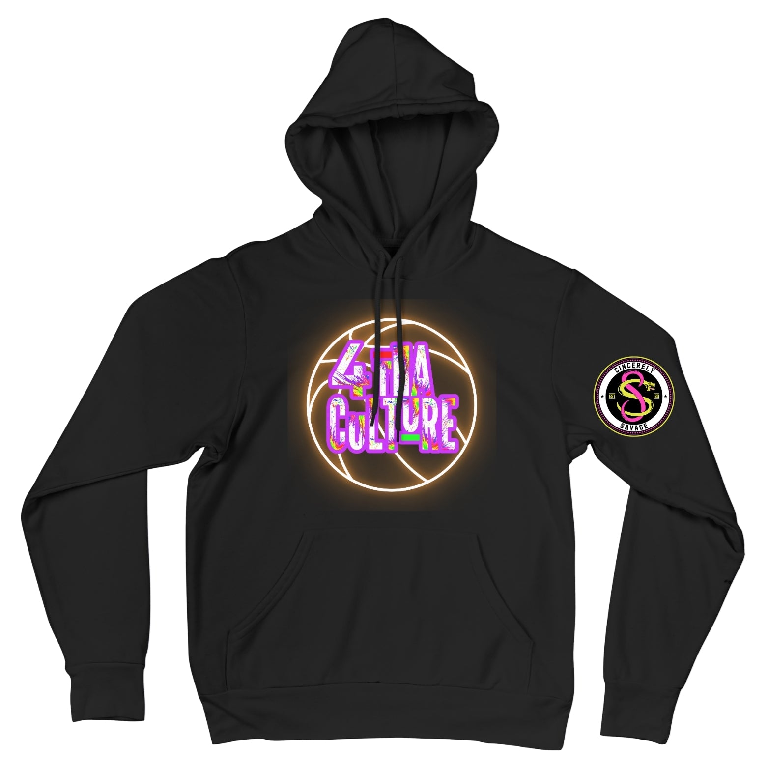 4 Tha Culture - Orange Neon Basketball with Original Logo - Hoodie