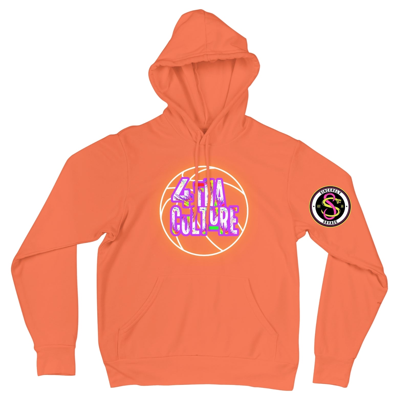 4 Tha Culture - Orange Neon Basketball with Original Logo - Hoodie