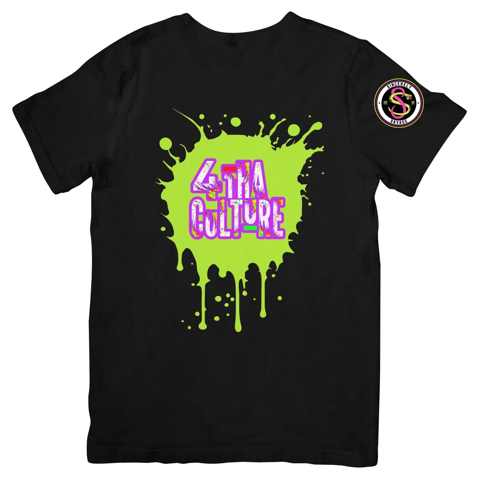 4 Tha Culture - Green Paint Splatter - T-Shirt