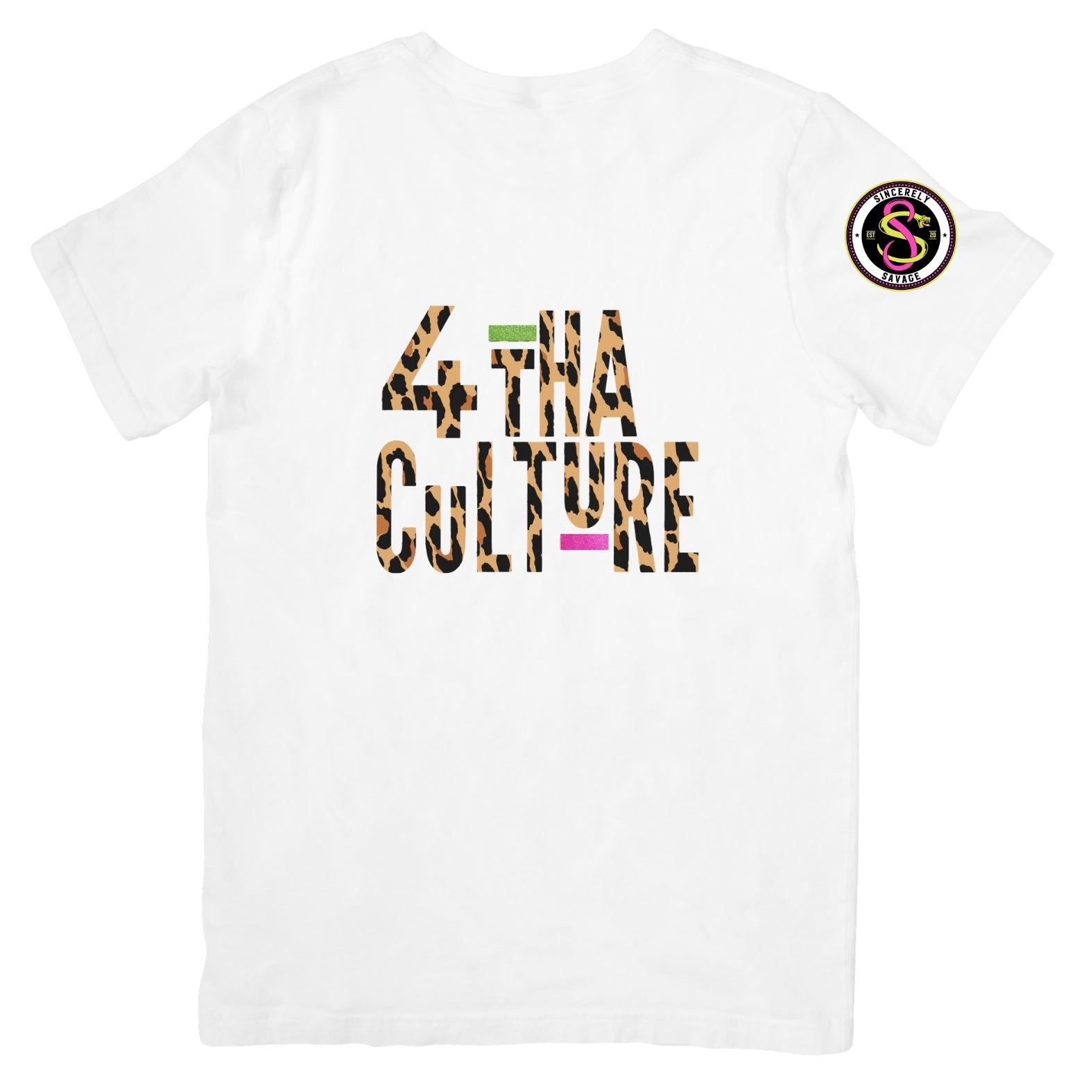 4 Tha Culture - Leopard with Green and Pink Stripe - T-Shirt
