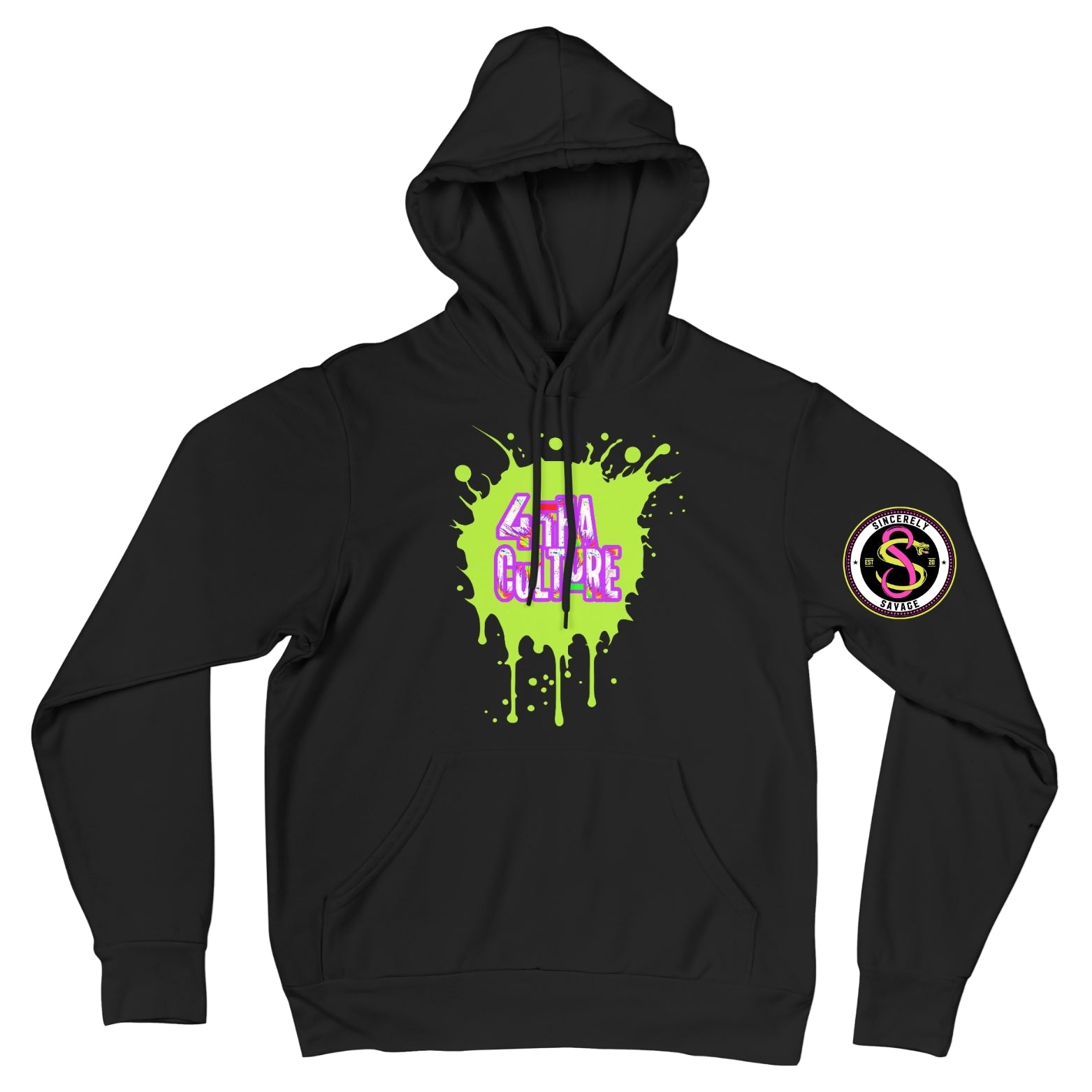 4 Tha Culture - Green Paint Splatter - Hoodie