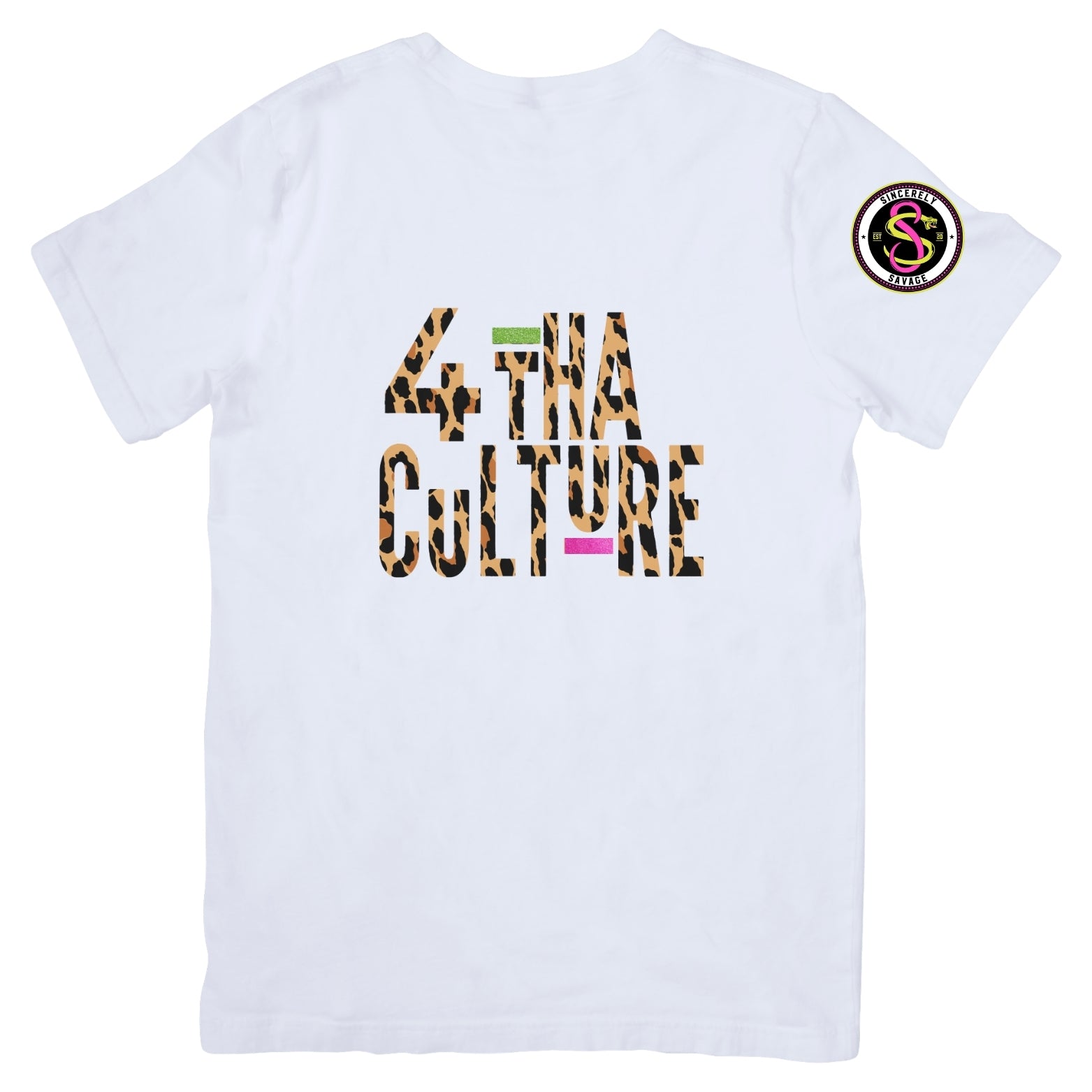 4 Tha Culture - Leopard with Green and Pink Stripe - T-Shirt