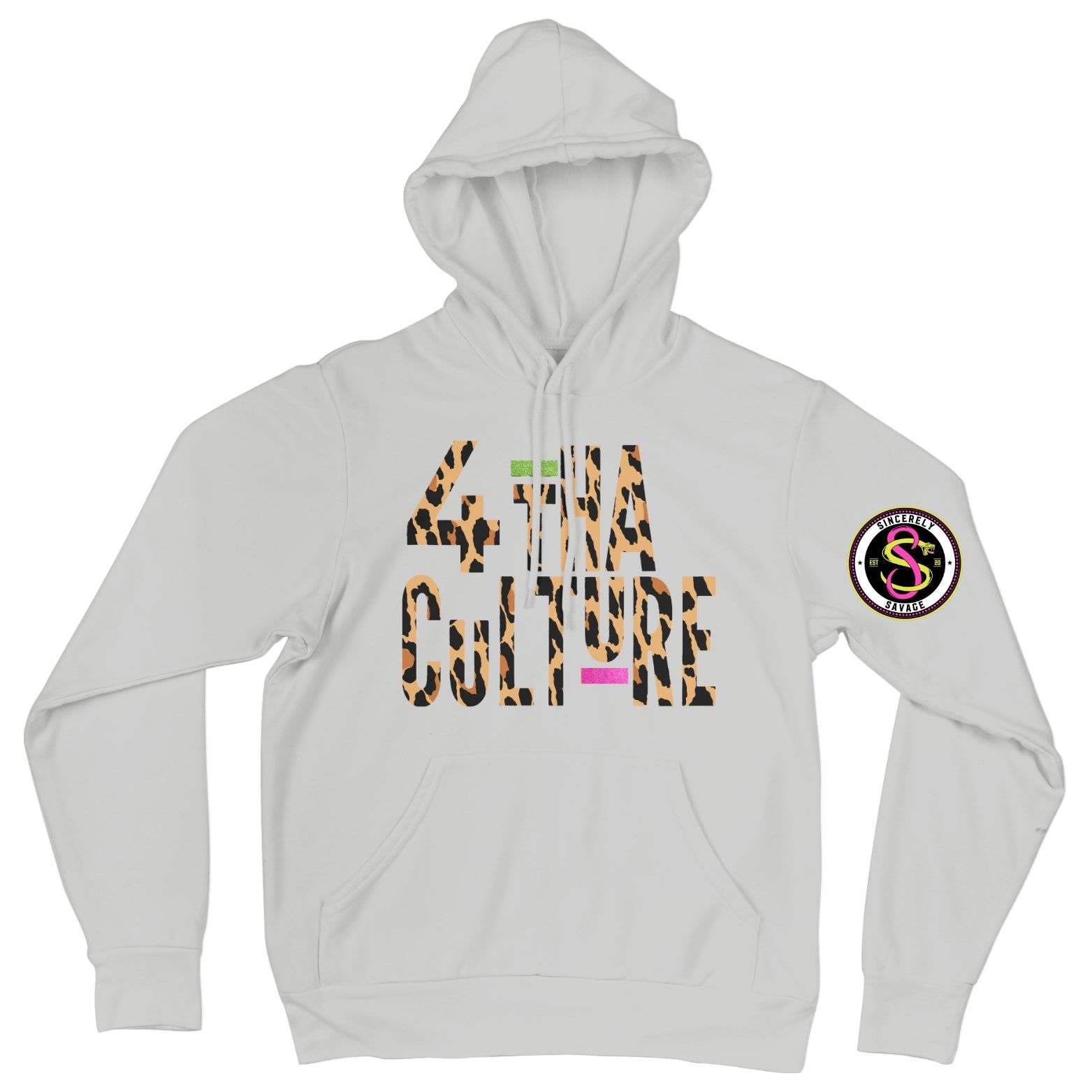 4 Tha Culture - Leopard with Green and Pink Stripe - Hoodie