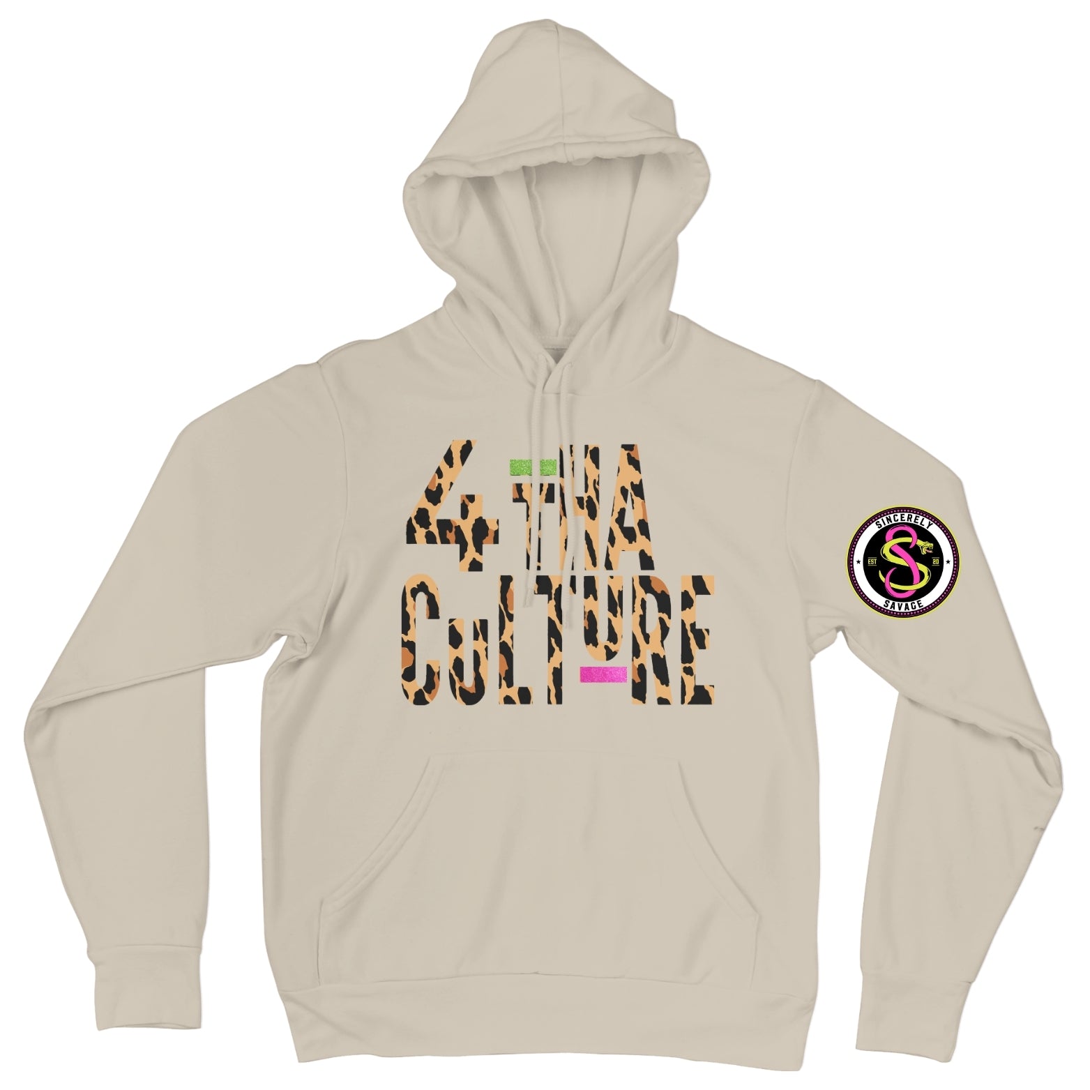 4 Tha Culture - Leopard with Green and Pink Stripe - Hoodie