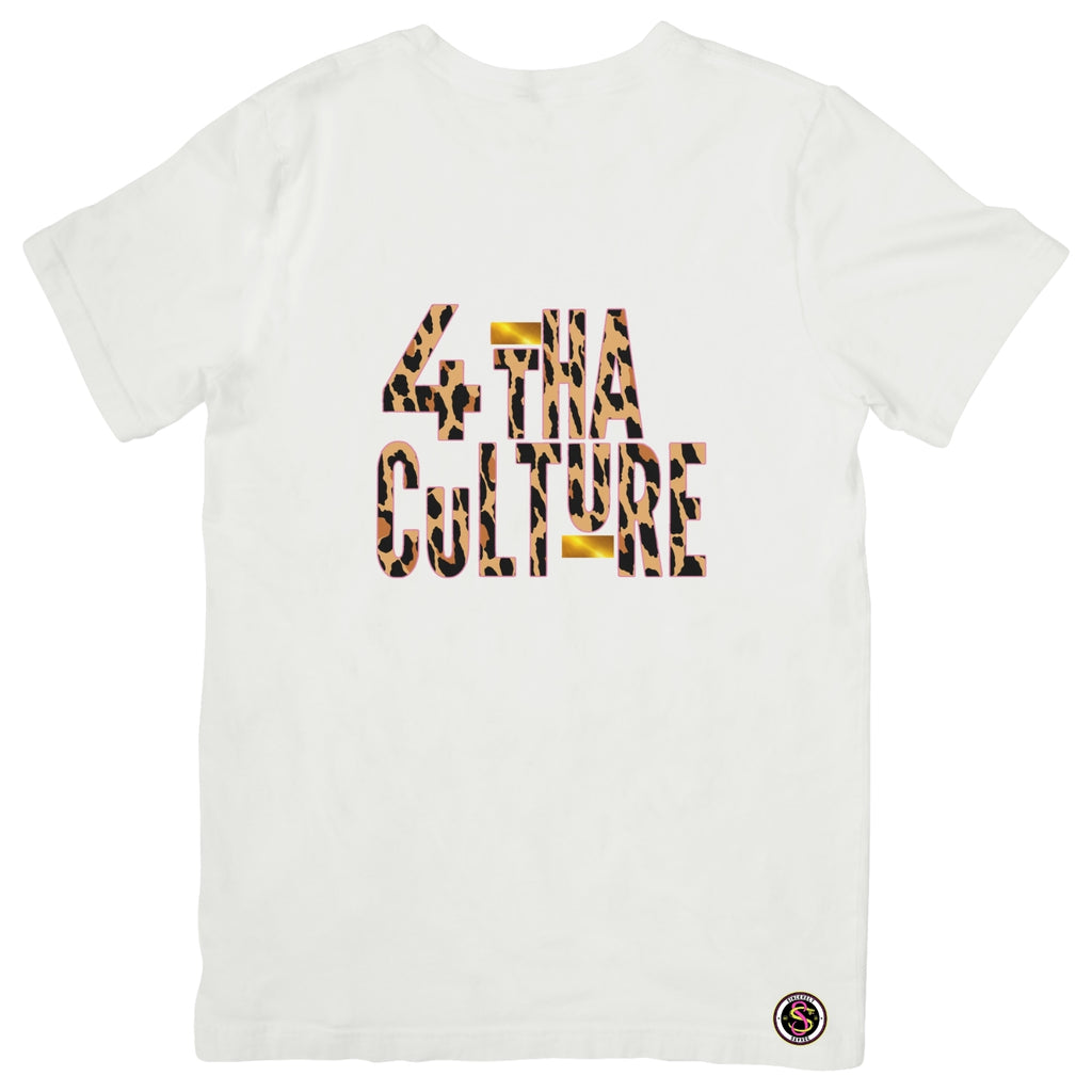4 Tha Culture - Leopard with Pink Outline and Gold Stripe - T-Shirt