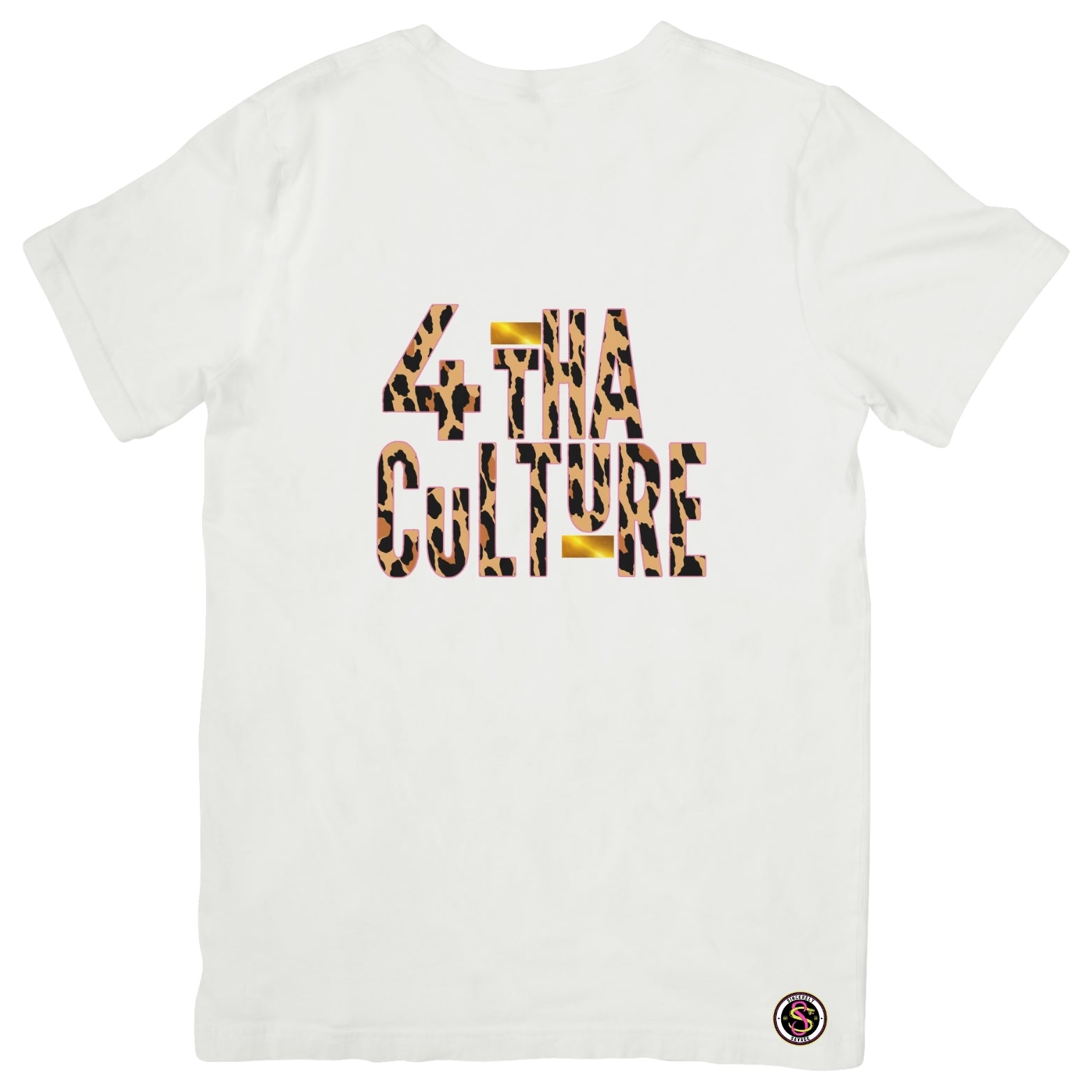 4 Tha Culture - Leopard with Pink Outline and Gold Stripe - T-Shirt