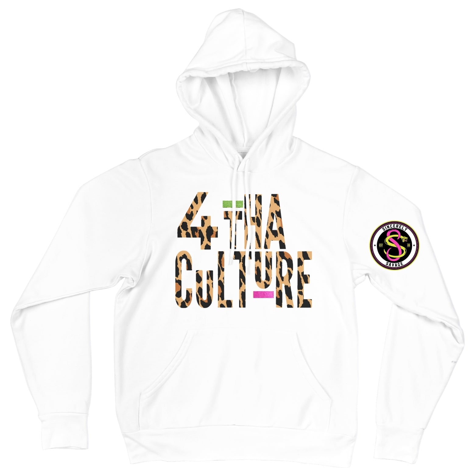 4 Tha Culture - Leopard with Green and Pink Stripe - Hoodie