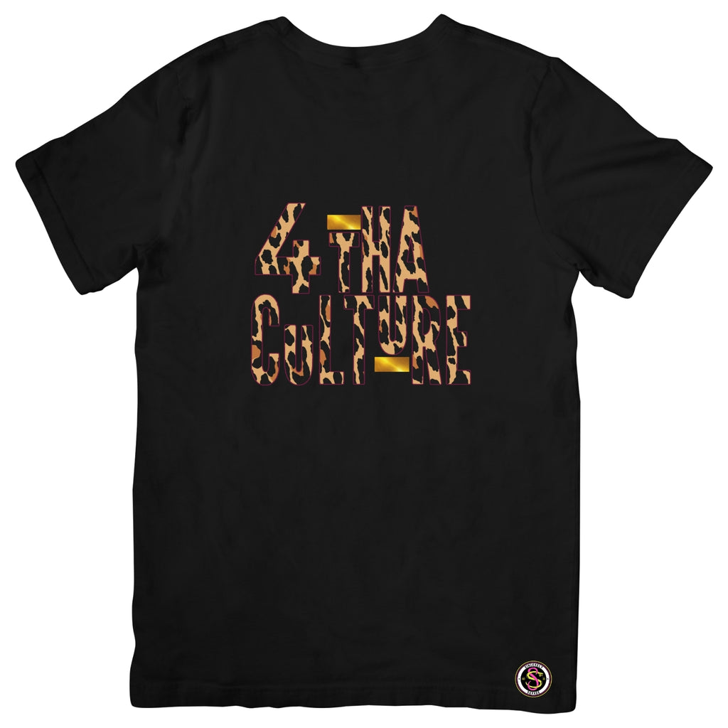 4 Tha Culture - Leopard with Pink Outline and Gold Stripe - T-Shirt
