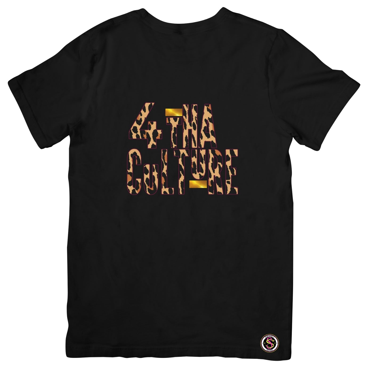 4 Tha Culture - Leopard with Pink Outline and Gold Stripe - T-Shirt