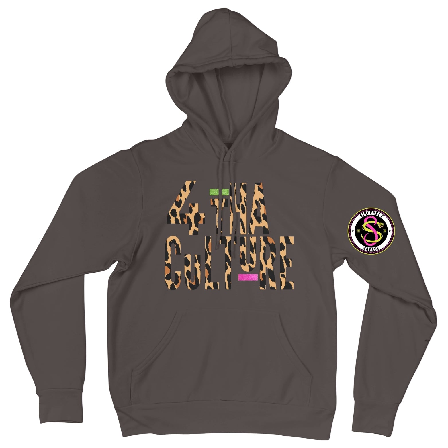 4 Tha Culture - Leopard with Green and Pink Stripe - Hoodie