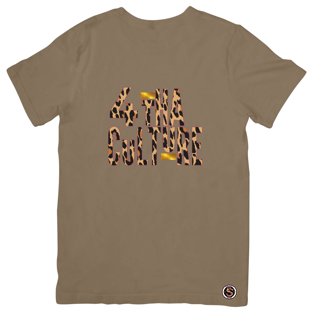 4 Tha Culture - Leopard with Pink Outline and Gold Stripe - T-Shirt