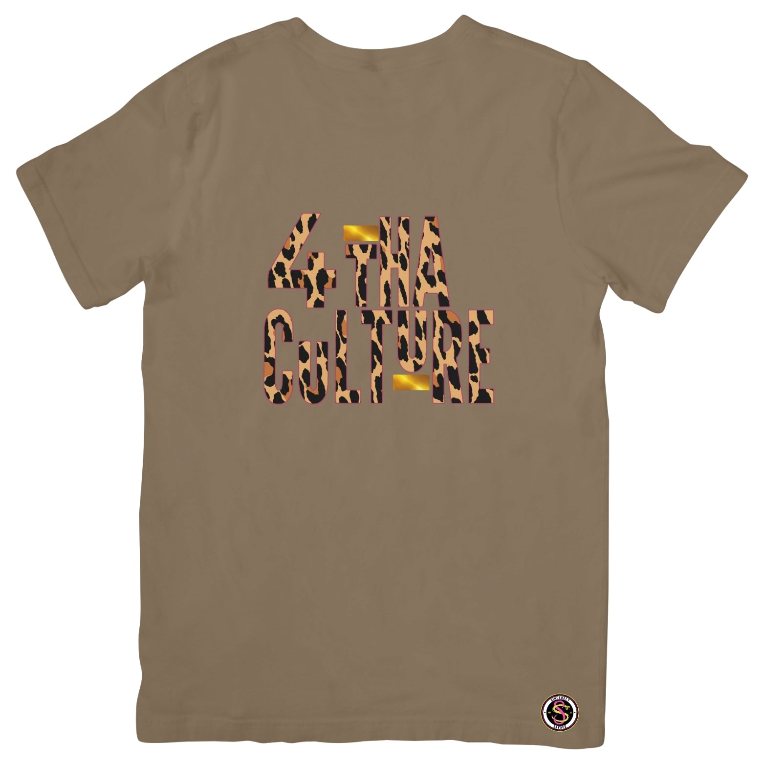 4 Tha Culture - Leopard with Pink Outline and Gold Stripe - T-Shirt