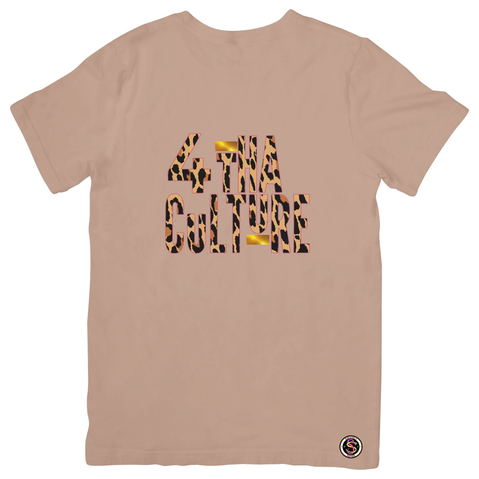 4 Tha Culture - Leopard with Pink Outline and Gold Stripe - T-Shirt