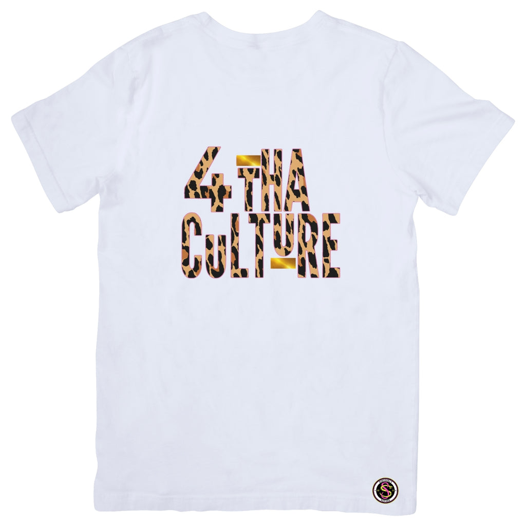 4 Tha Culture - Leopard with Pink Outline and Gold Stripe - T-Shirt