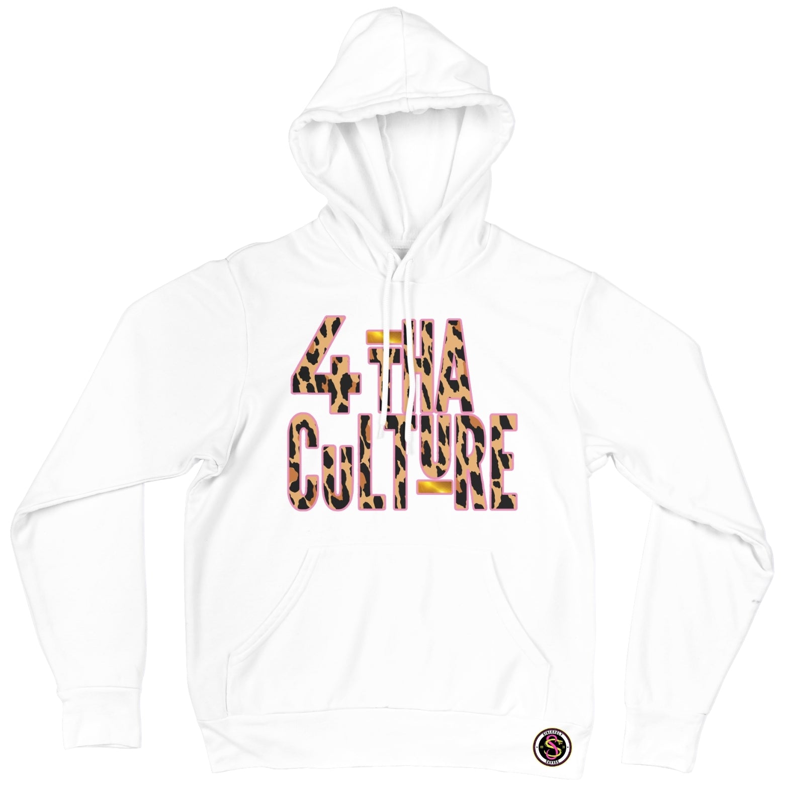4 Tha Culture - Leopard with Pink Outline and Gold Stripe - Hoodie