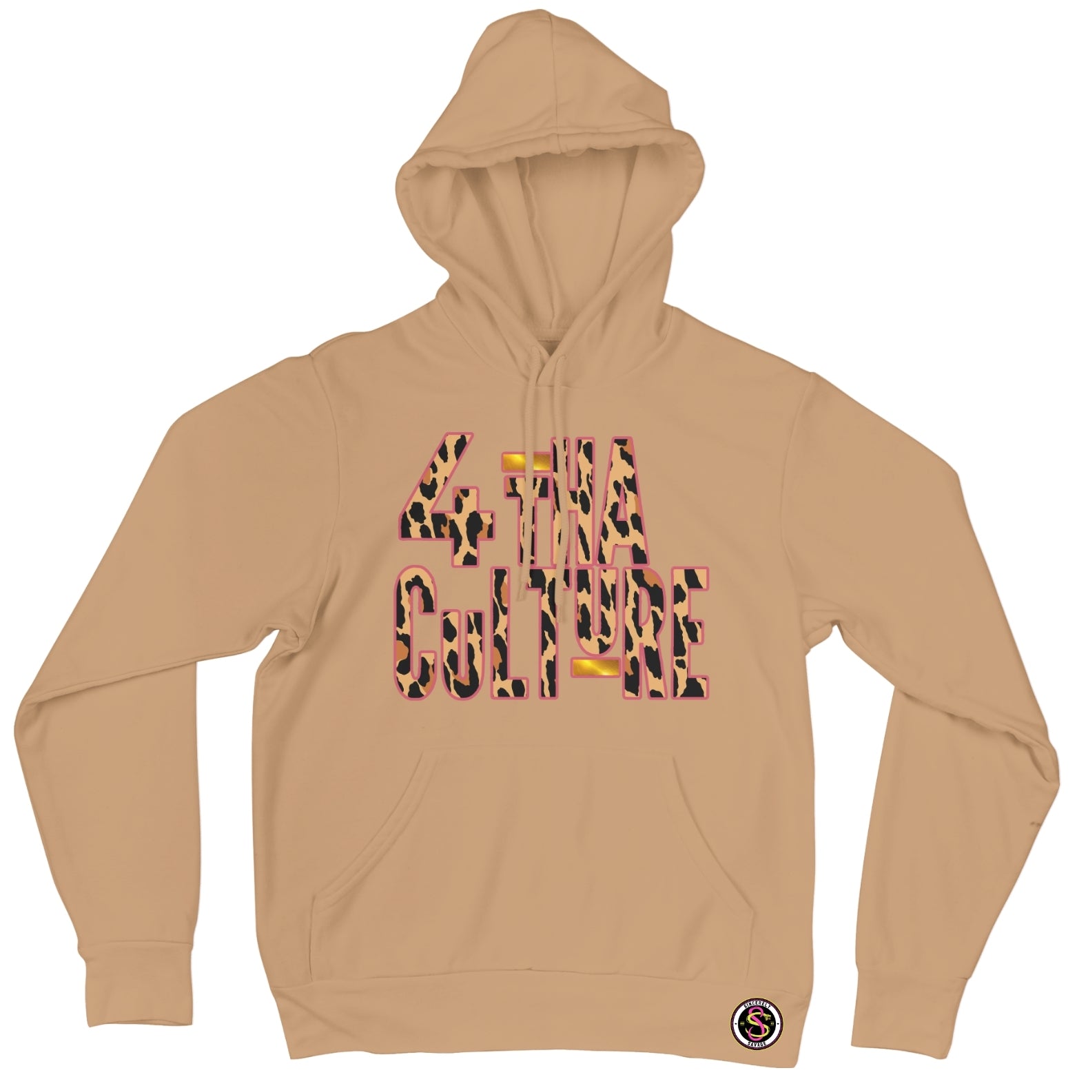 4 Tha Culture - Leopard with Pink Outline and Gold Stripe - Hoodie