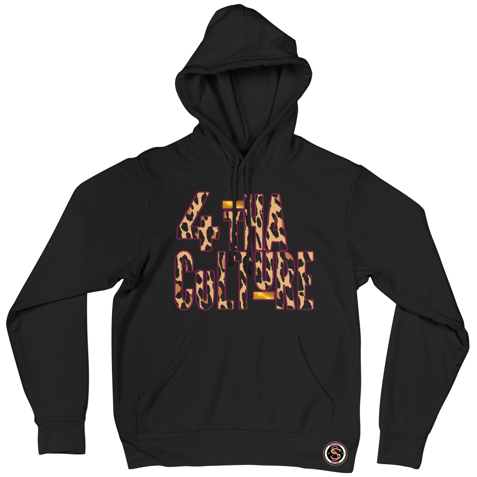 4 Tha Culture - Leopard with Pink Outline and Gold Stripe - Hoodie