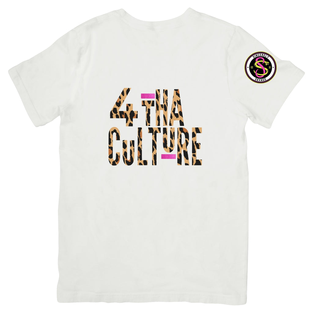 4 Tha Culture - Leopard with Pink Glitter Stripe - T-Shirt