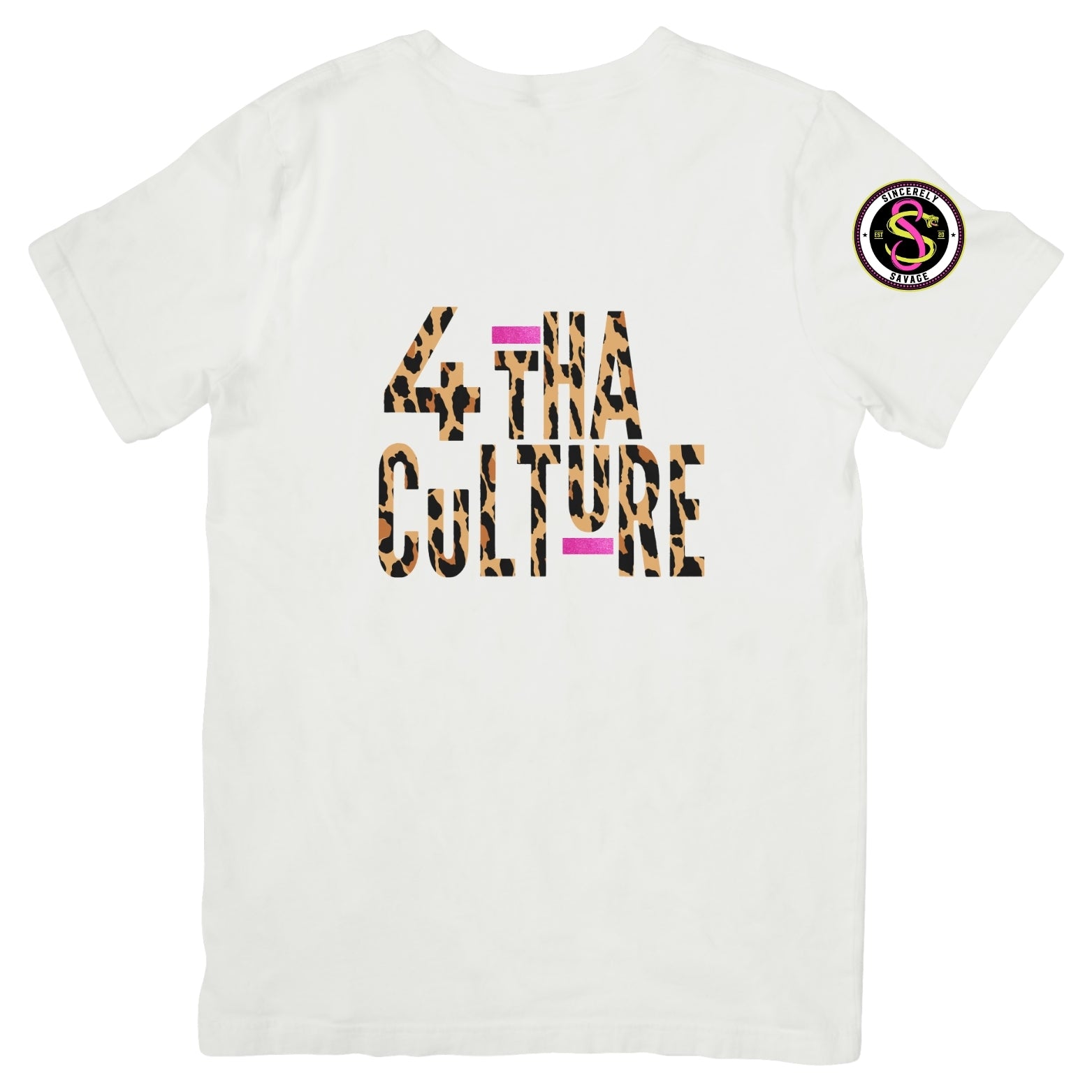 4 Tha Culture - Leopard with Pink Glitter Stripe - T-Shirt
