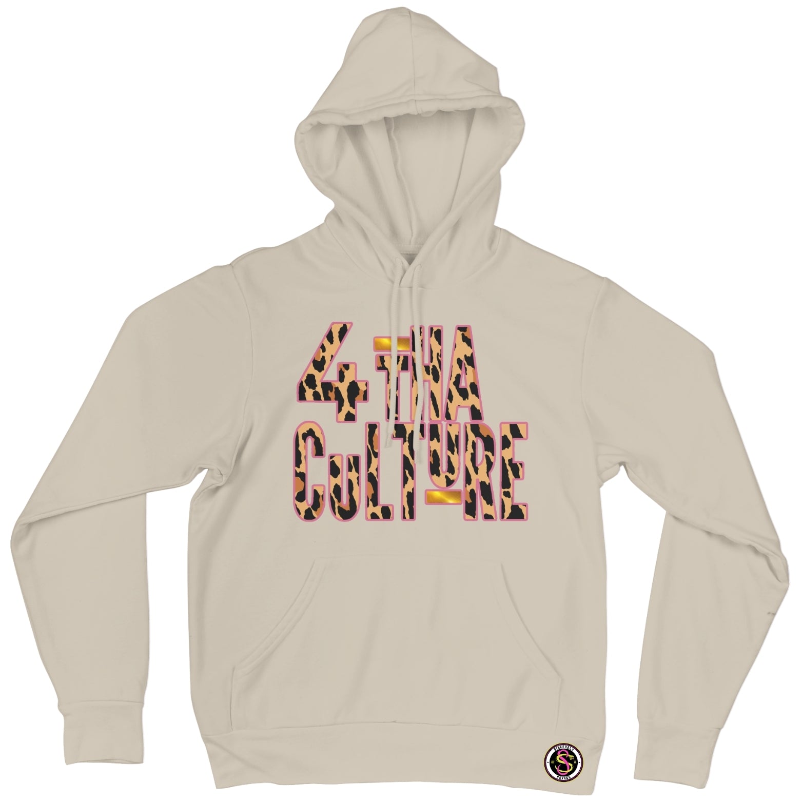 4 Tha Culture - Leopard with Pink Outline and Gold Stripe - Hoodie