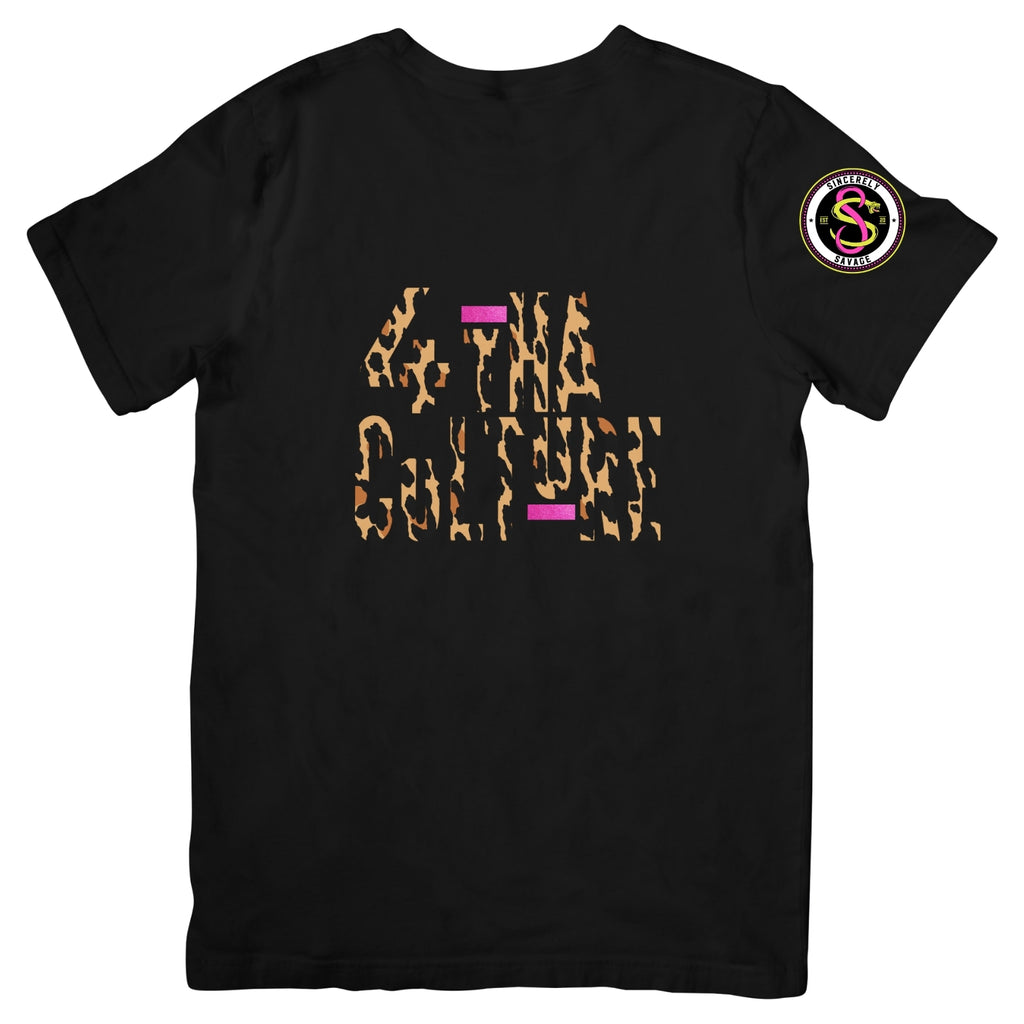 4 Tha Culture - Leopard with Pink Glitter Stripe - T-Shirt
