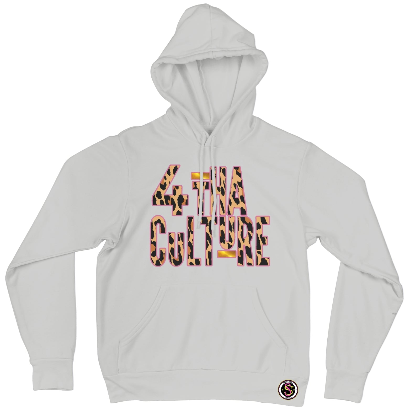 4 Tha Culture - Leopard with Pink Outline and Gold Stripe - Hoodie