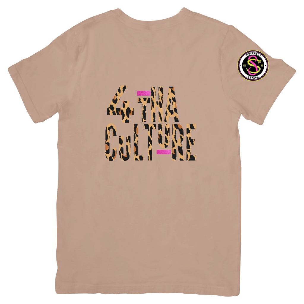 4 Tha Culture - Leopard with Pink Glitter Stripe - T-Shirt