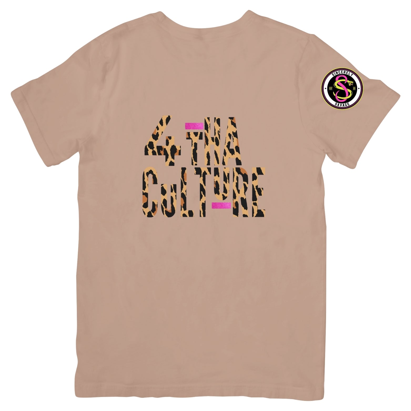 4 Tha Culture - Leopard with Pink Glitter Stripe - T-Shirt