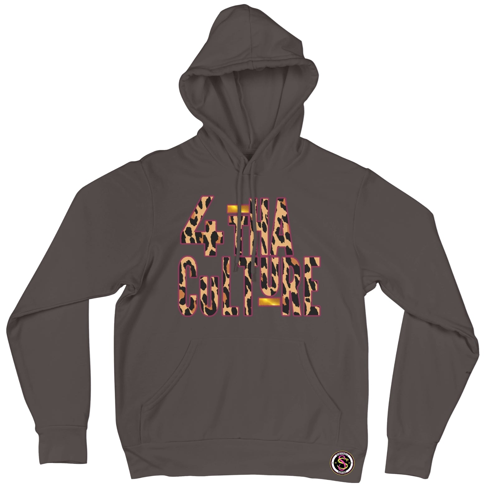 4 Tha Culture - Leopard with Pink Outline and Gold Stripe - Hoodie