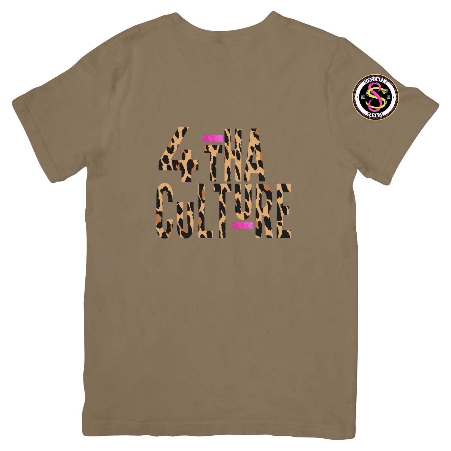 4 Tha Culture - Leopard with Pink Glitter Stripe - T-Shirt
