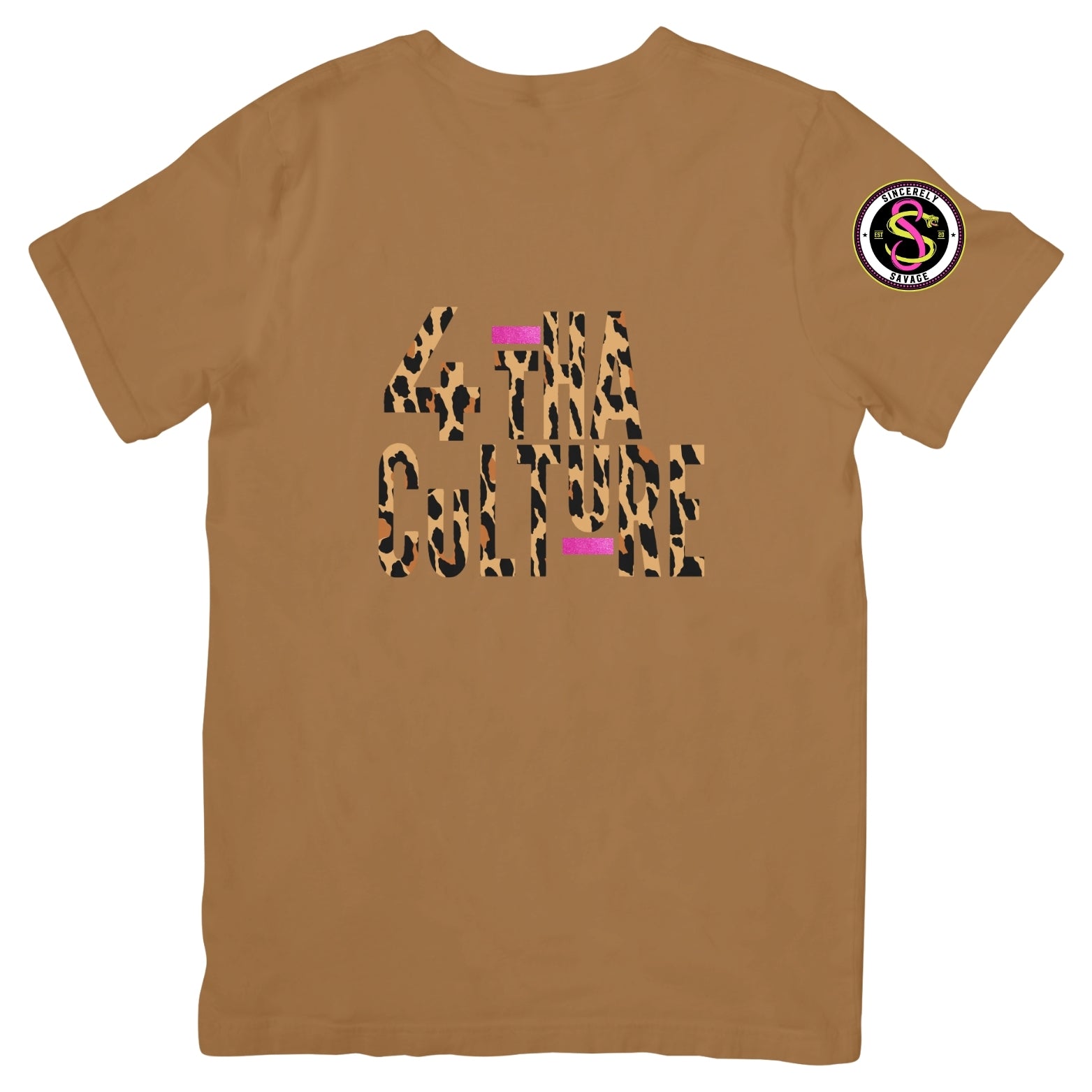 4 Tha Culture - Leopard with Pink Glitter Stripe - T-Shirt