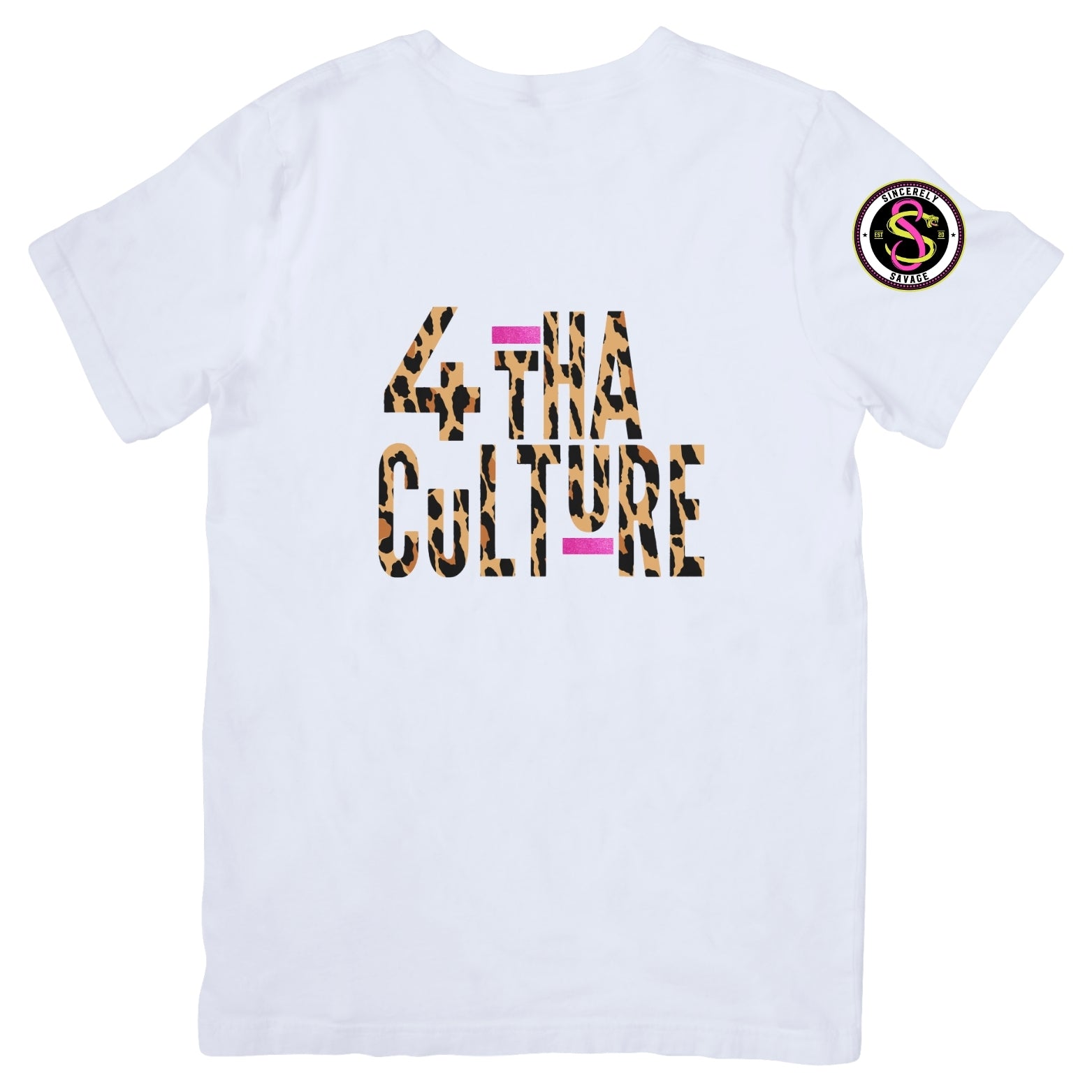 4 Tha Culture - Leopard with Pink Glitter Stripe - T-Shirt