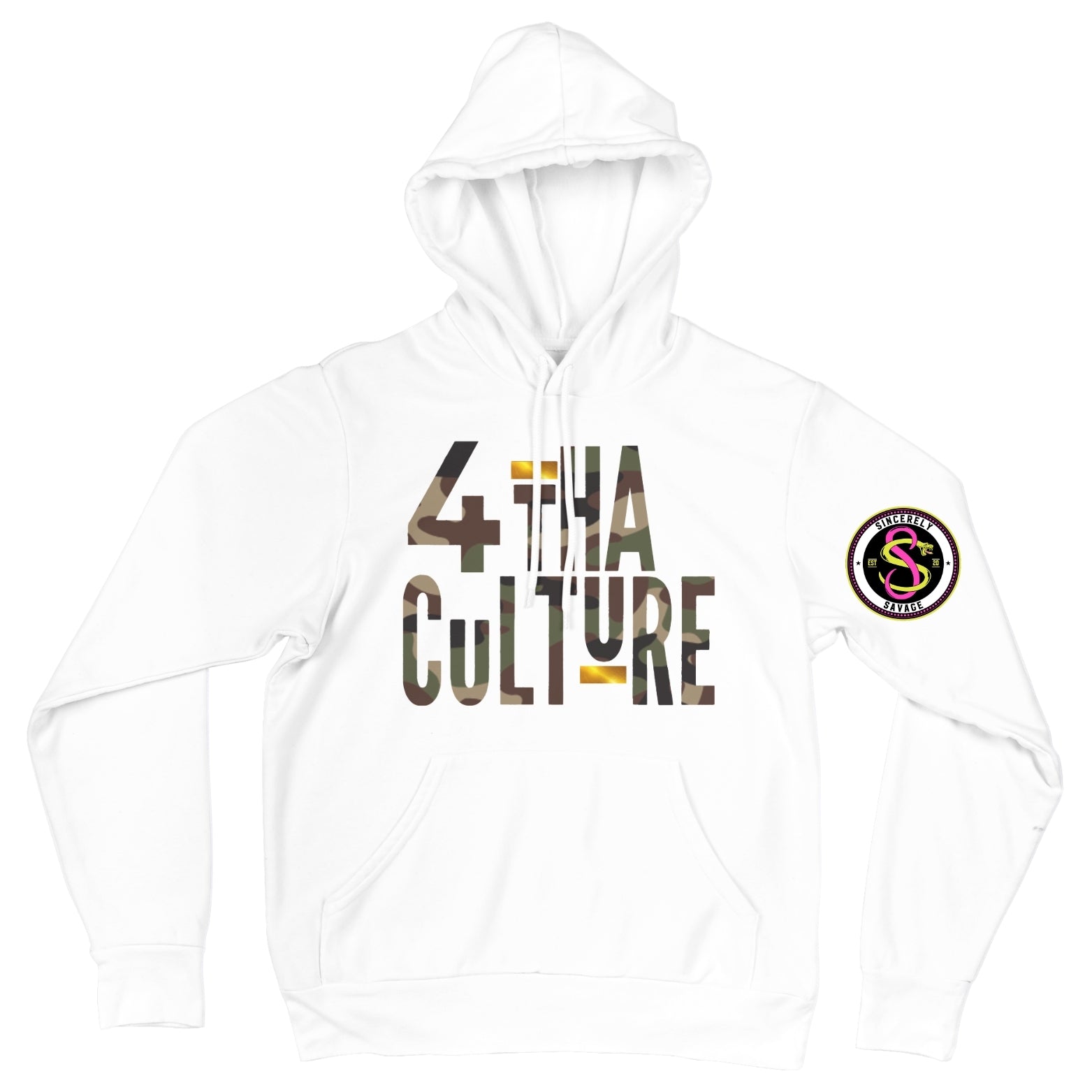 4 Tha Culture - Camo with Gold Stripe - Hoodie