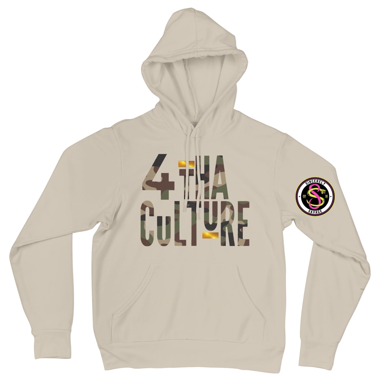 4 Tha Culture - Camo with Gold Stripe - Hoodie