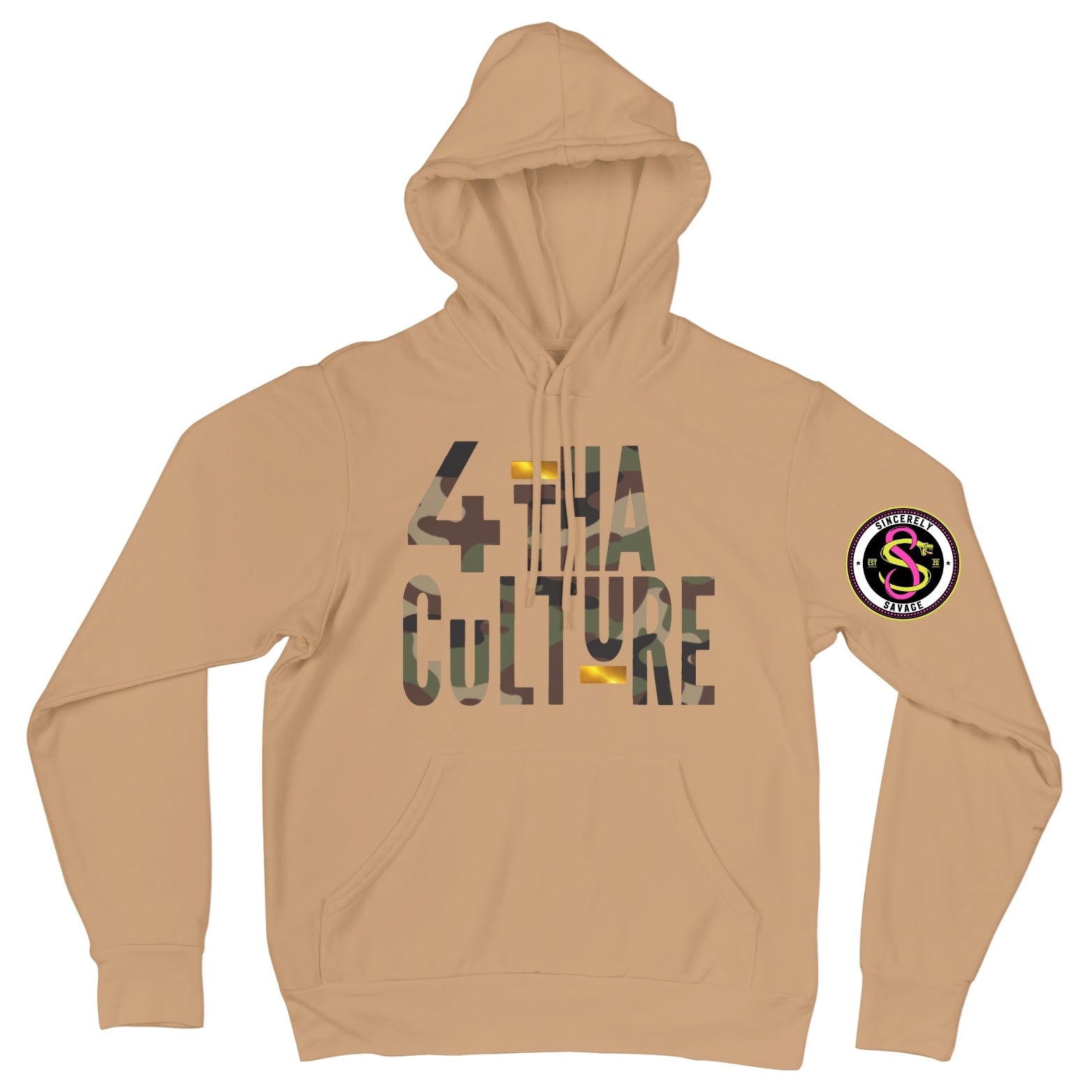 4 Tha Culture - Camo with Gold Stripe - Hoodie