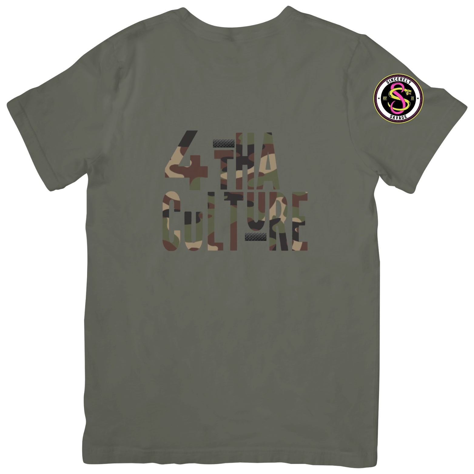 4 Tha Culture - Camo with Black Stripe - T-Shirt