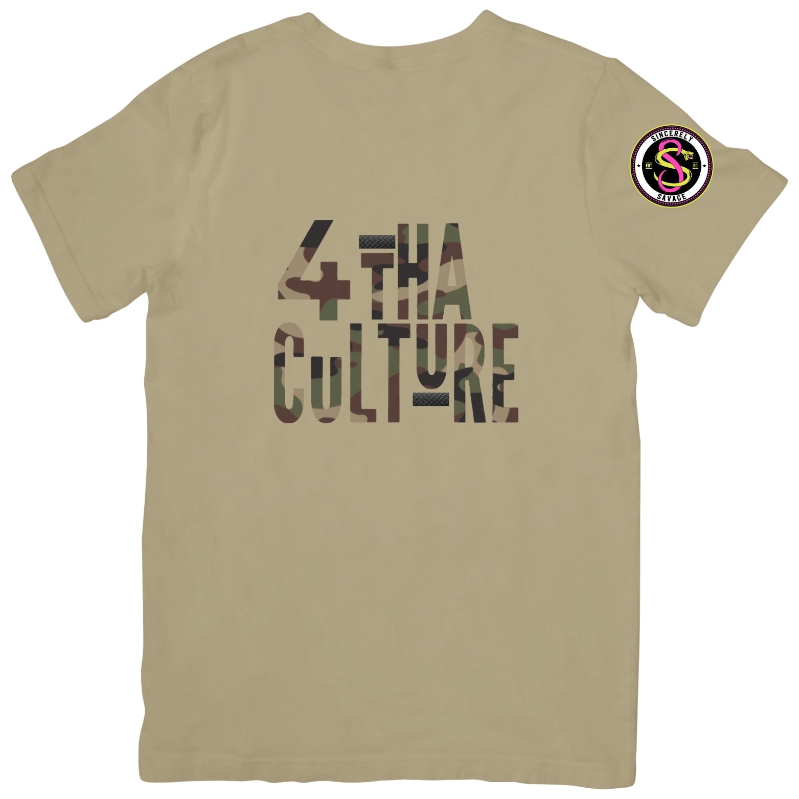 4 Tha Culture - Camo with Black Stripe - T-Shirt